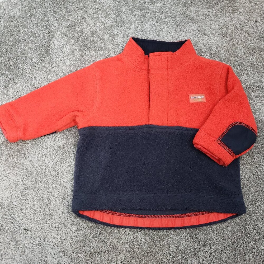 Vintage Baby Gap 1/4 Zip Sweatshirt Boys Size 6-12 Month Red & Blue Y2K / B42